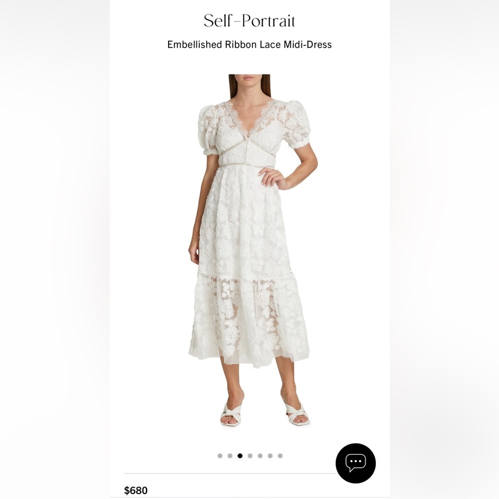 Self-Portrait
Embellished Ribbon Lace Midi-Dress